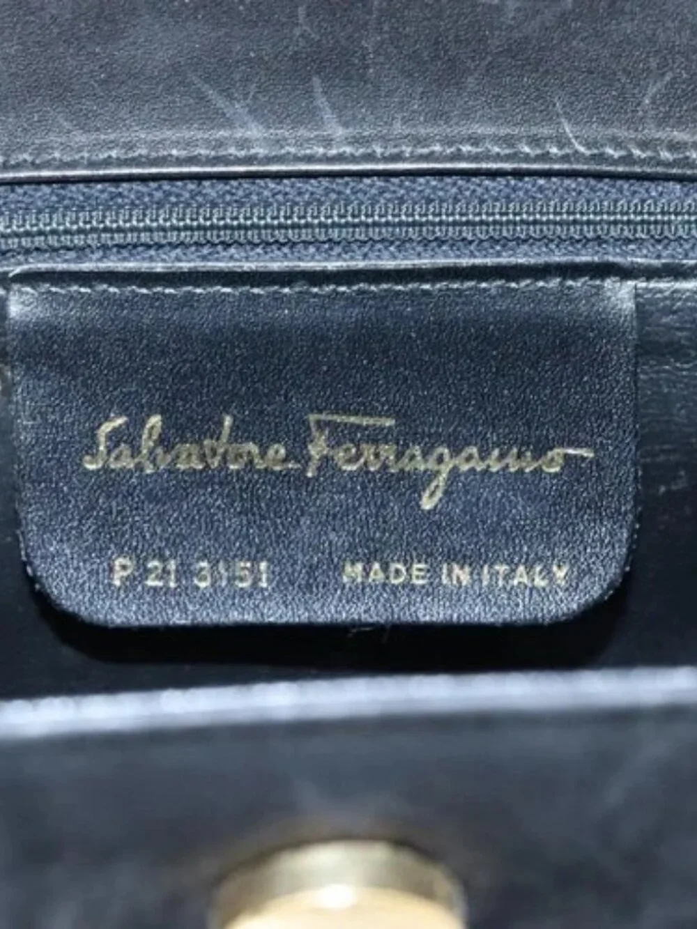 Salvatore Ferragamo Gancini Shoulder Bag Suede Black Gold Auth bs20936
